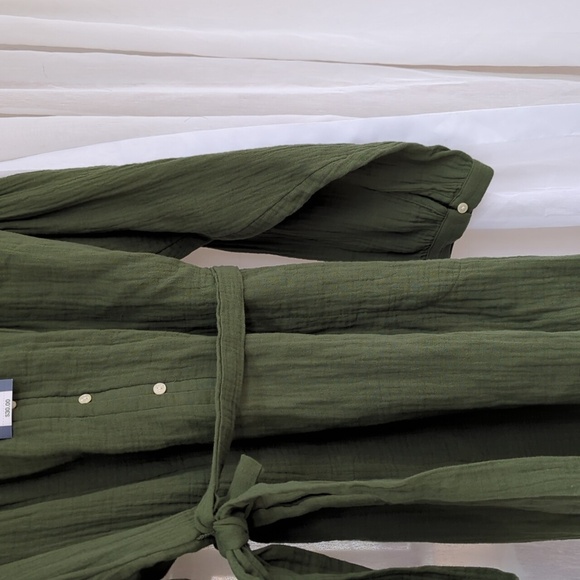 NWT Women's Balloon Long Sleeve Tie-Front Shirtdress Universal Thread Green Sz S - Picture 7 of 11